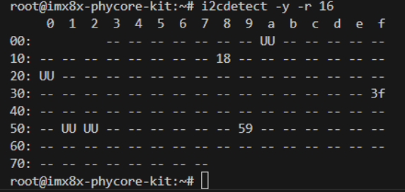 i2cdetect output with sensor