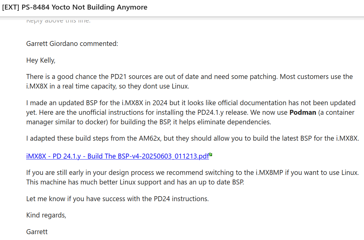 Phytec Support Response